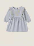 Vestido para Bebê Bordado Azul Lagoa Bugbee