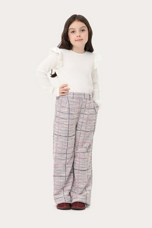 Calça Daniela Xadrez Rosa e Lilás Petit Môme
