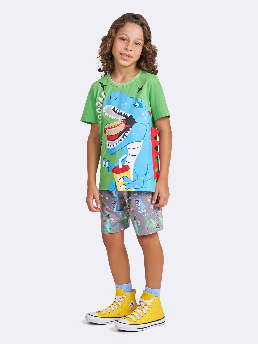 Pijama Manga Curta Dino Snacks Veggi