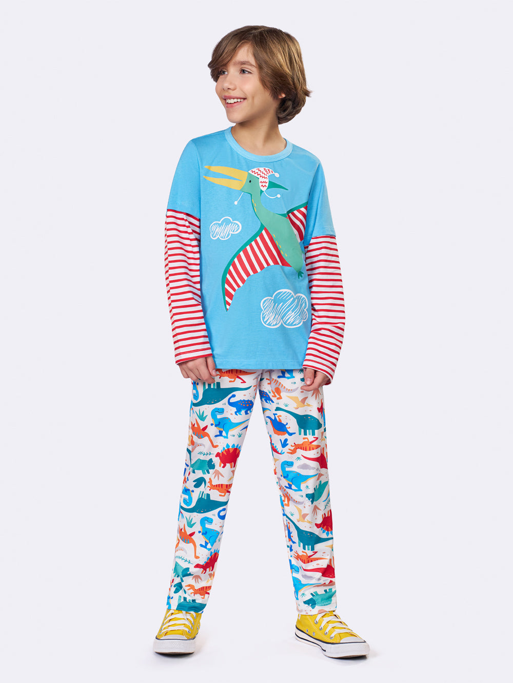 Pijama Manga Longa Infantil Dino Voador Veggi