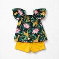 Conjunto Safari Bordado Amarelo Kyly