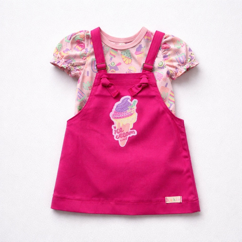 Conjunto Body e Salopete Ice Cream Kukiê