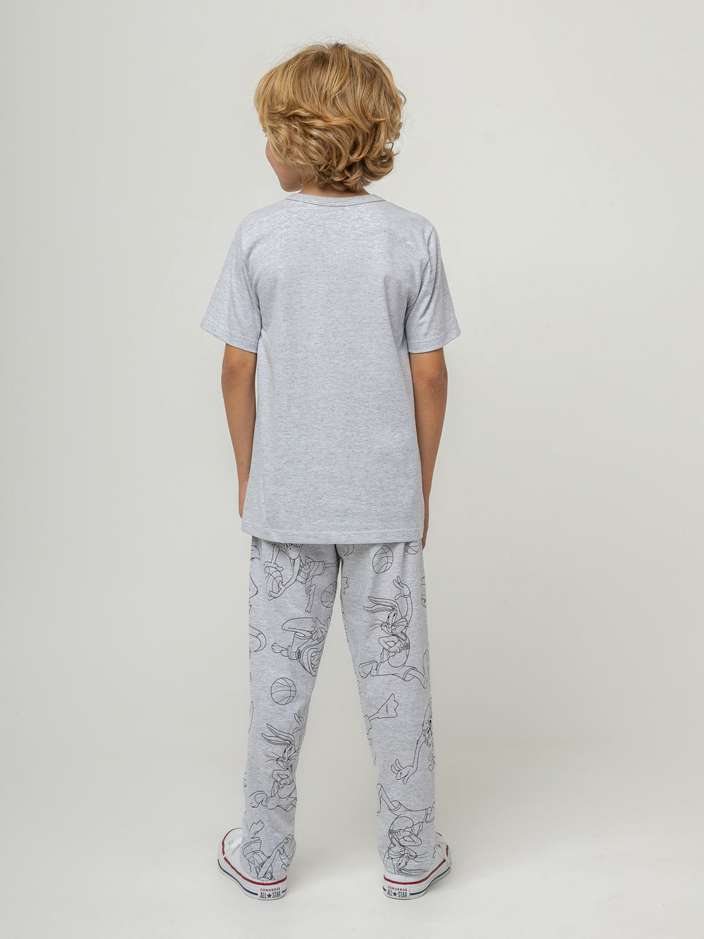 Pijama Manga Curta com Calça Space Jam c/ kit Canetinha Veggi