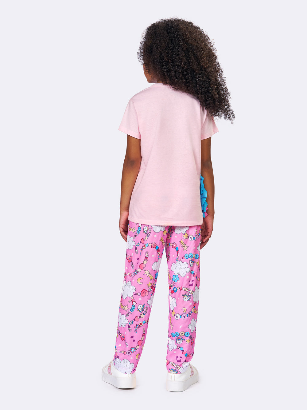 Pijama Manga Curta com Calça Infantil Unicórnio Rosa Veggi