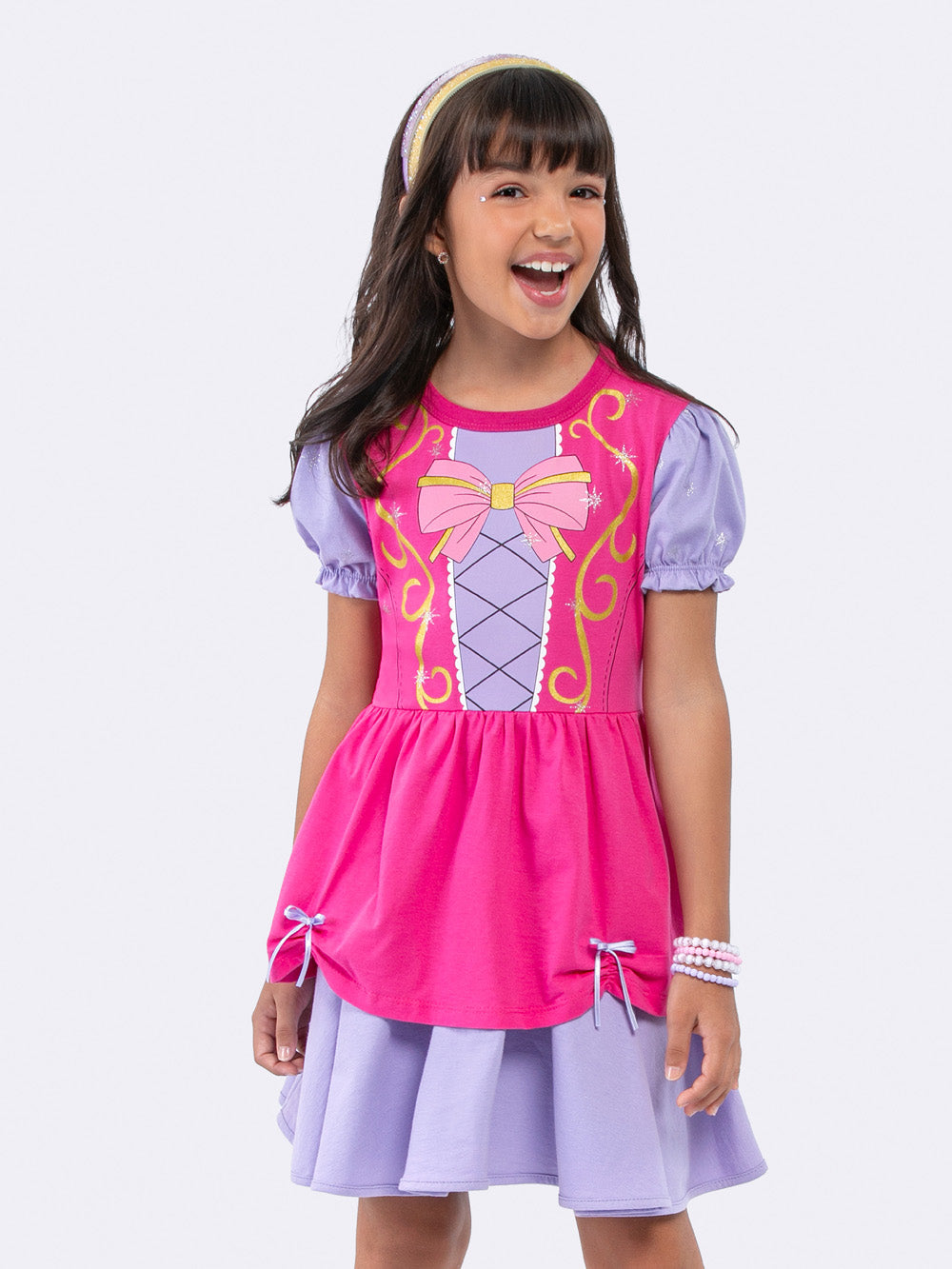 Camisola Manga Curta Princesa com Glitter Veggi