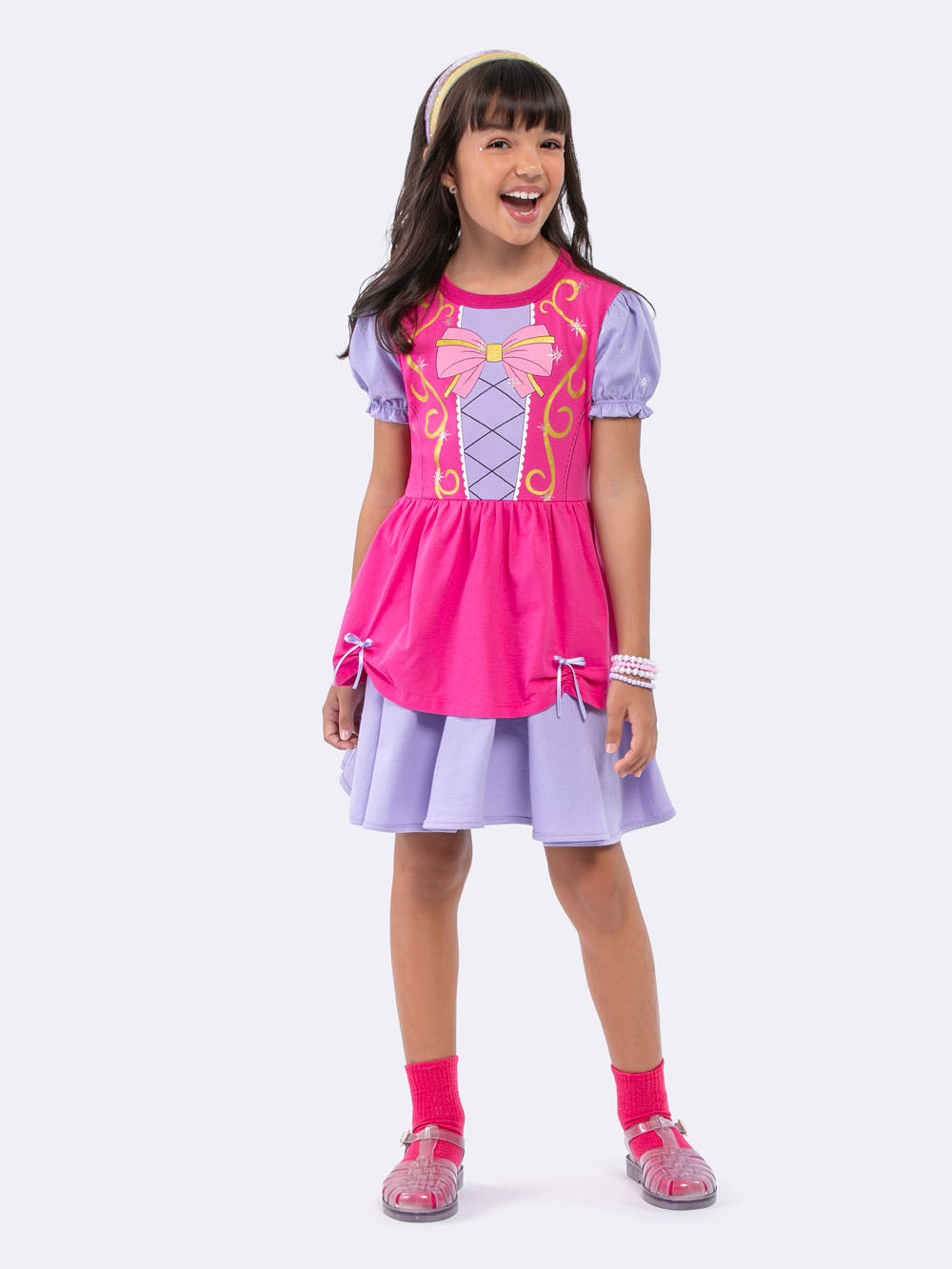 Camisola Manga Curta Princesa com Glitter Veggi