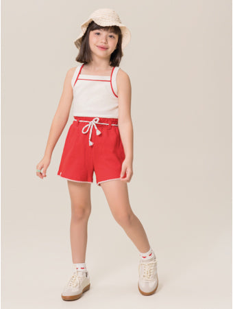 Conjunto Regata Mandioca e Shorts Vermelho Bugbee