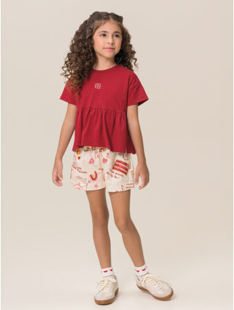 Conjunto Blusa e Shorts Vermelho Chilli Bugbee