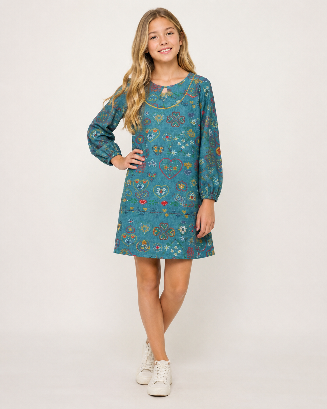 Vestido Manga Longa Bordado Campestre Bugbee
