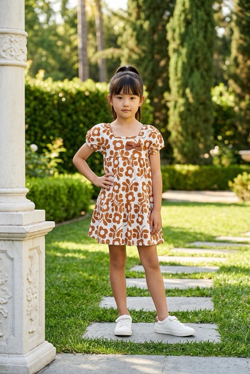 Vestido Infantil Três Marias Branco Floral Kyly
