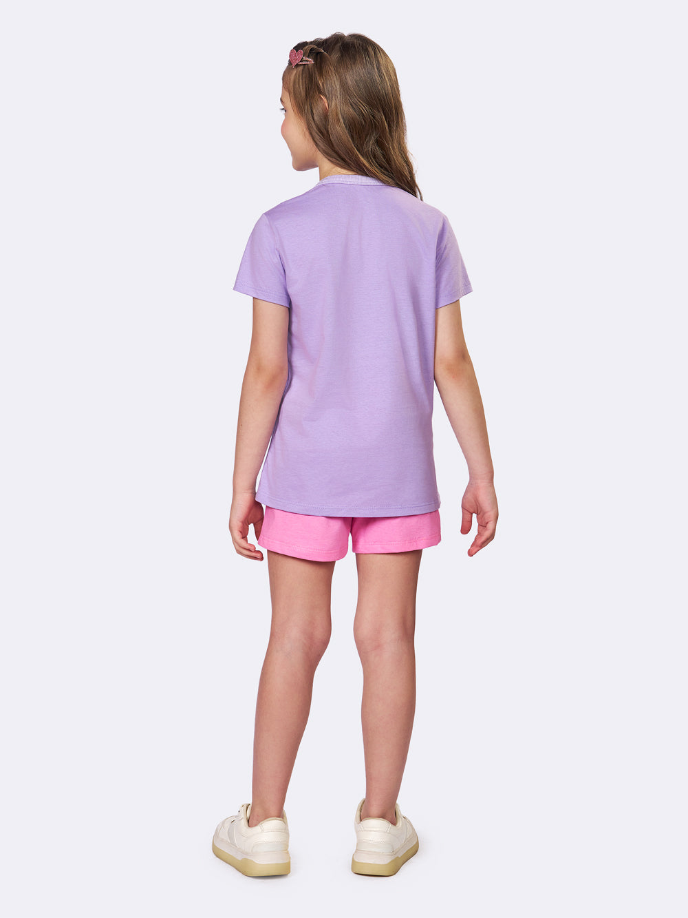 Pijama Manga Curta Infantil Princesa Laços com Glitter Veggi