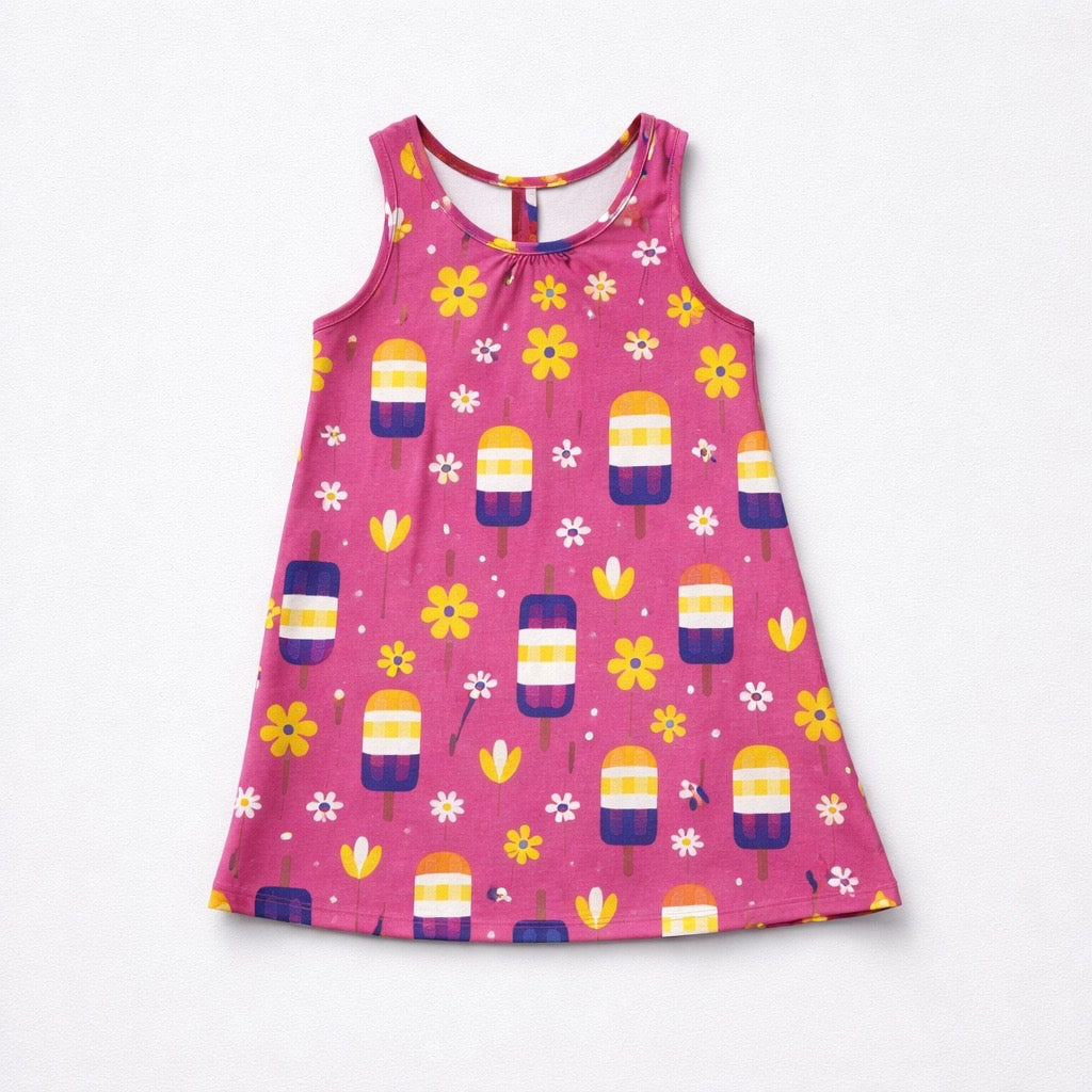 Vestido Infantil Picolés Rosa Kyly