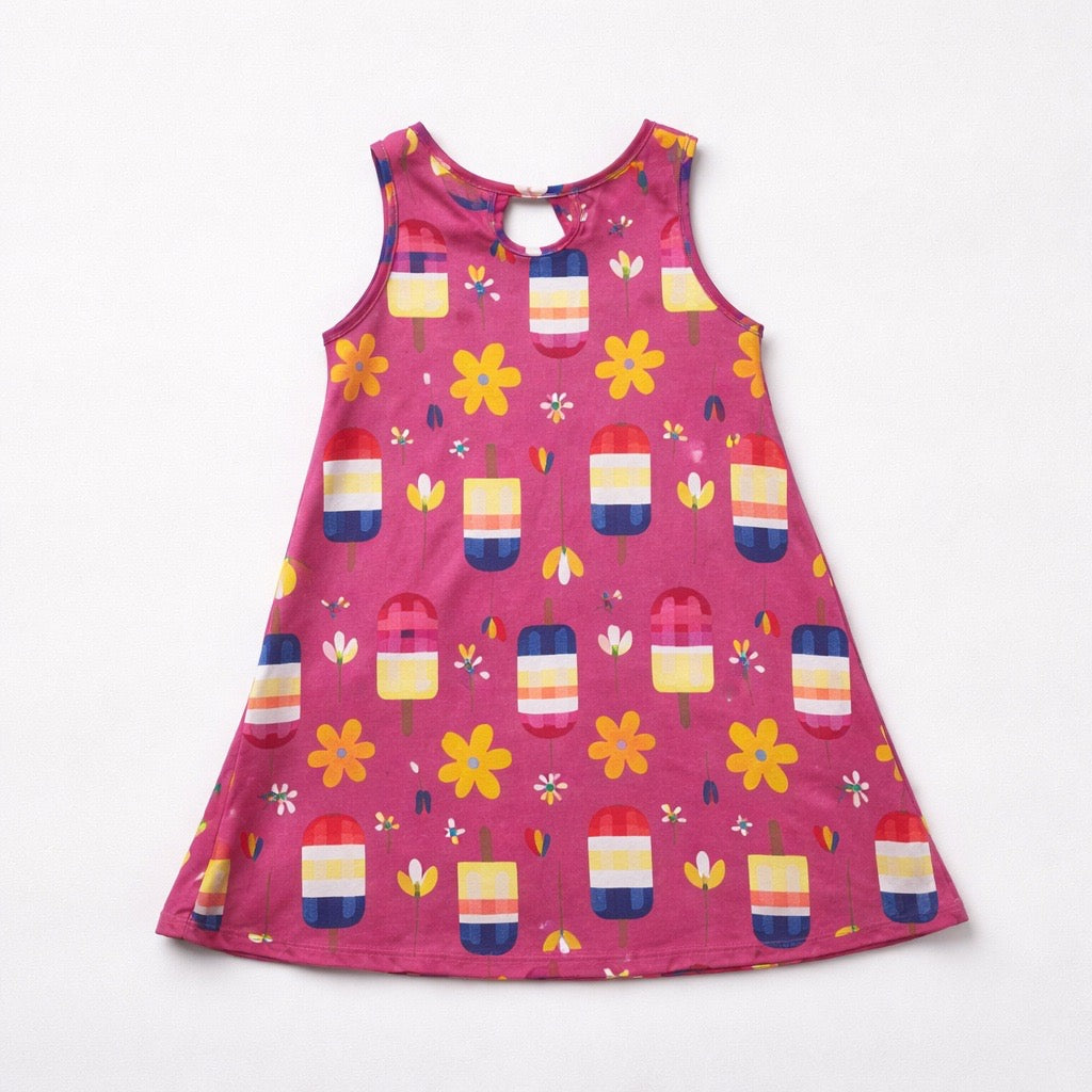 Vestido Infantil Picolés Rosa Kyly
