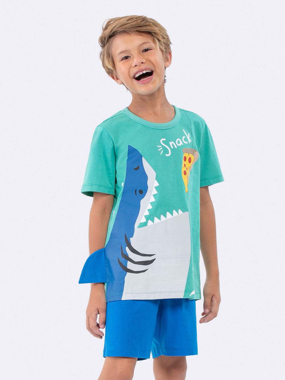 Pijama Manga Curta Tubarão Veggi